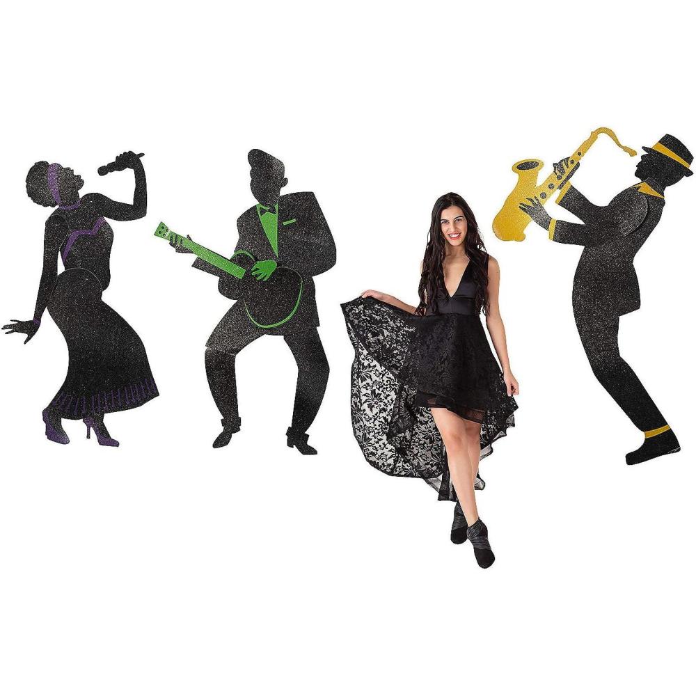image:imageMardi Gras Glitter Jointed Cutouts Party Decor 3 Pieces