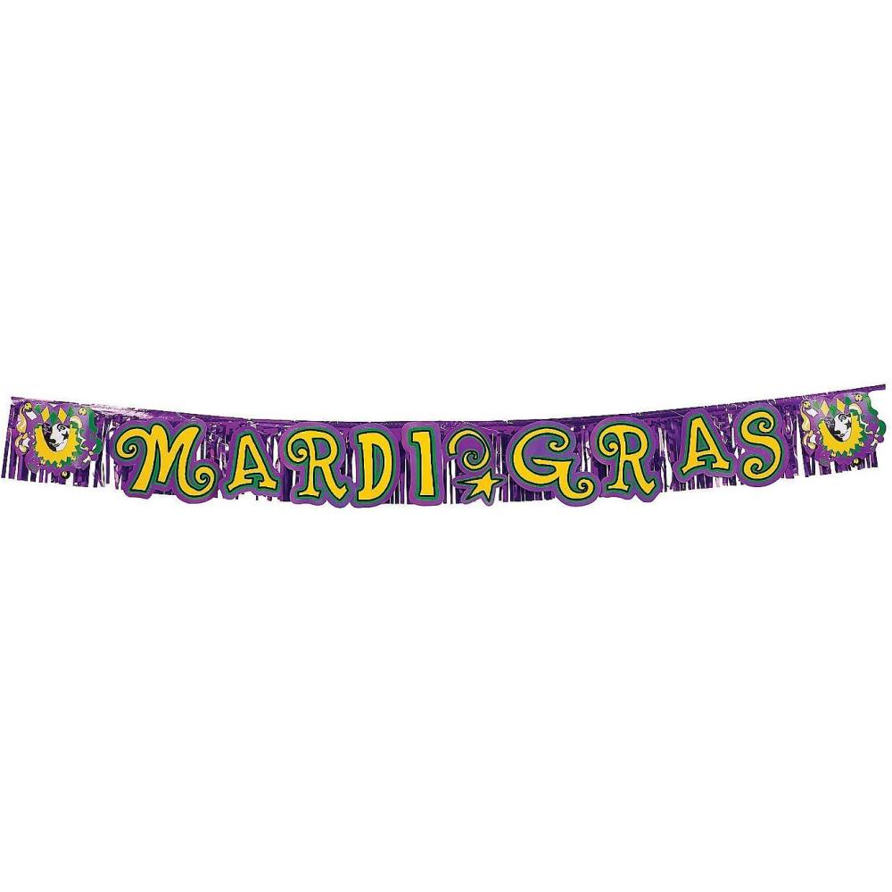 image:imageMardi Gras Metallic Fringed Banner 7 feet long Mardi Gras Party Decor