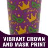 Fun Express 6 3/4″ 30 oz. Mardi Gras Crown & Mask Reusable Plastic Tumblers – 12 Pieces