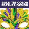 Fun Express 8″ x 5 1/4″ Gold, Green & Purple Mardi Gras Masks with Sequin Feathers – 12 Pieces