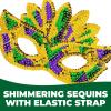 Fun Express 8″ x 5 1/4″ Gold, Green & Purple Mardi Gras Masks with Sequin Feathers – 12 Pieces