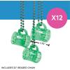 Fun Express Set of 12 Pieces Shot Glass Bead Necklaces, Holds 1 oz, St. Patrick’s Day and Mardi Grad Party Supplies, Green