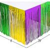 Mardi Gras Metallic Fringe Table Skirt – Disposable Table Cover Party Decor