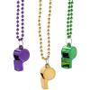 Fun Express 30″ Metallic Mardi Gras Plastic Whistle & Bead Necklaces – 24 Pieces