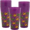 Fun Express 6 3/4″ 30 oz. Mardi Gras Crown & Mask Reusable Plastic Tumblers – 12 Pieces