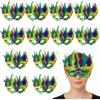 Fun Express 6 3/4″ x 9″ Green, Gold & Purple Sequin Mardi Gras Masks with Bright Feathers – 12 Pieces