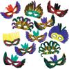 Fun Express Mardi Gras Feather Mask Assortment for Costume Accessories – 12 Pieces