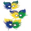 Fun Express Mardi Gras Two-Tone Feather Half Masks- 12 Piece