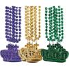 Fun Express Metallic Crown Mardi Gras Beads – Bulk Set of 24 – Traditional Mardi Gras Colors – Handouts and Party Supplies