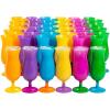 Fun Express Plastic Cocktail Glasses Bulk 60 Pack – Neon Hurricane Glasses for Margarita, Pina Colada & Daiquiri Drinks | Reusable Acrylic Party Cups for Luau, Mardi Gras & Tropical Beach Events