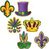 Mardi Gras Purple, Green & Yellow Hanging Decorations – 6 Pieces