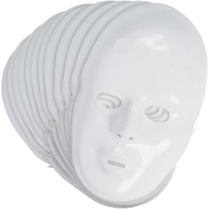 DIY White Plastic Face Masks (6″ x 9″, Pack of 12) – Ideal for Mardi Gras & Clown-Themed Parties