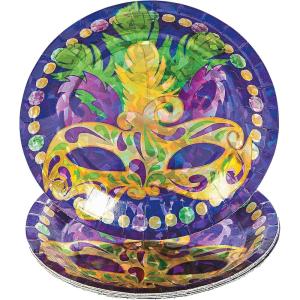Fun Express – Prismatic Mardi Gras Dessert Plates for Mardi Gras – 8 Pieces
