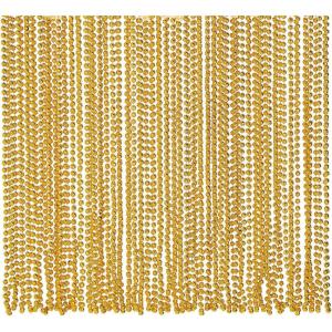 Fun Express Gold Metallic Bead Necklaces – Bulk Set of 48 – Mardi Gras and Party Supplies