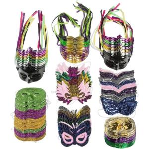 Fun Express Mardi Gras Mask Bulk Value Pack – Costume and Party Decor – 100 pieces