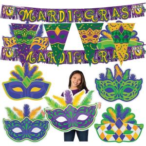 Fun Express Value Mardi Gras Decorating Kit – 9 Pc