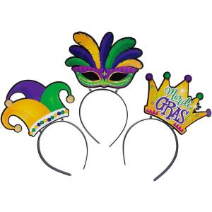 MARDI GRAS PAPER HEAD BOPPERS – Apparel Accessories – 12 Pieces