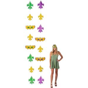 Mardi Gras Fleur de Lis Icons Hanging Decorations – 18″ x 12 ft. (1 Pc) – Ideal for Mardi Gras Parties, Carnival Themes & Festive Celebrations