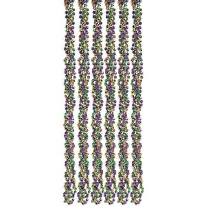 Mardi Gras Twisted Plastic Beads – 12 Pieces – 34 Inch