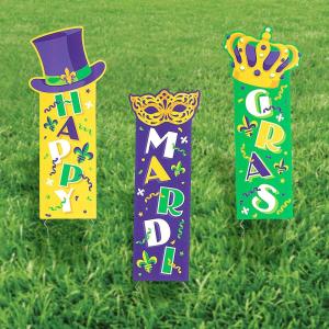 Mardi Gras Vertical Yard Signs – 3 Pieces