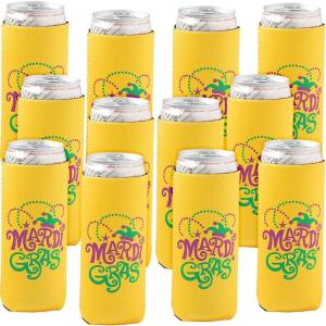 Premium Mardi Gras Slim Fit Can Coolers