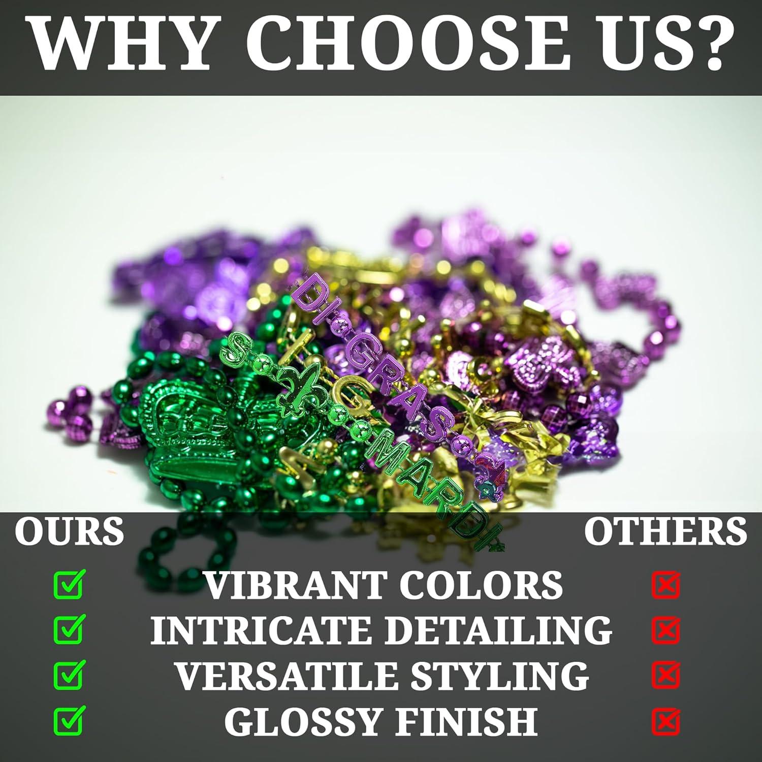 image:imageFun Express Lettered Mardi Gras Beaded Necklaces Bulk Set of 48 Party Supply and Jewelry