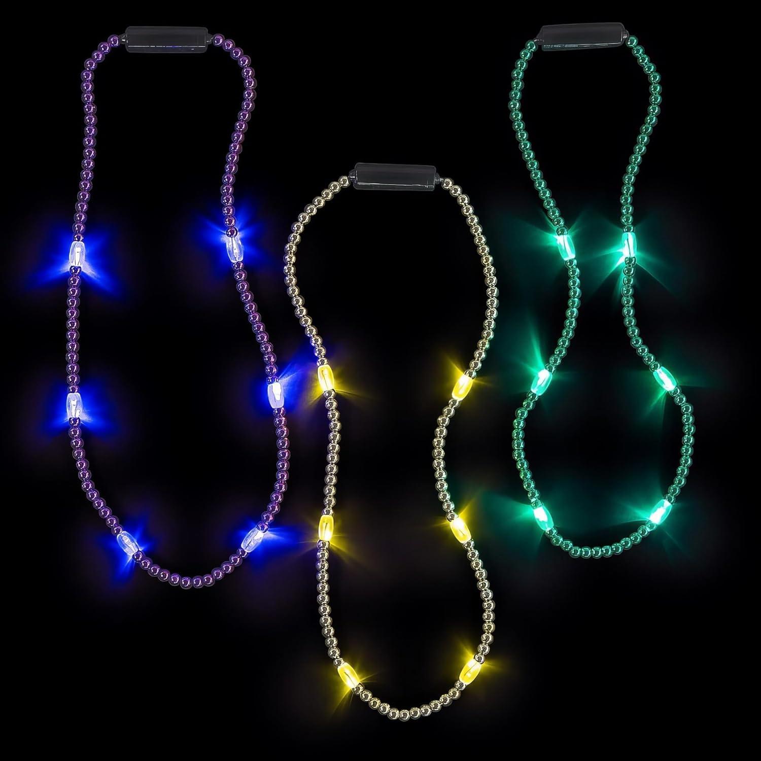 image:imageFun Express LightUp Mardi Gras Beaded Necklaces 6 Pieces