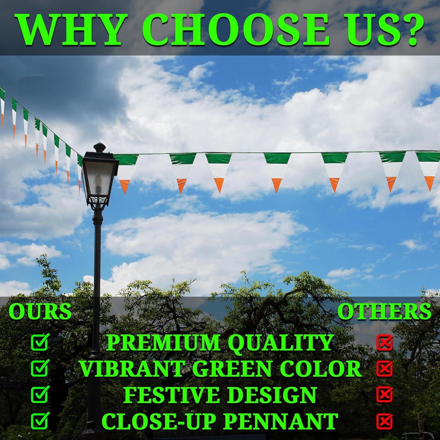 image:imageIrish Flag Pennant Banner 100 feet Ireland and St Patricks Day Hanging Party Decor