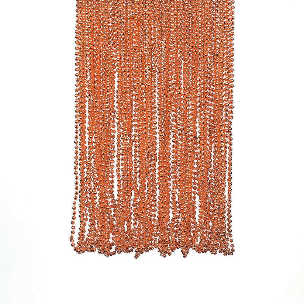 image:imageFun Express  Orange Metallic Beads Necklace 4dz  Jewelry  Mardi Gras Beads  Mot Round  48 Pieces