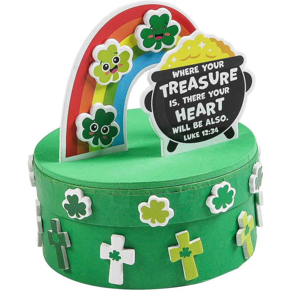image:imageFun Express 3 14 x 4 Religious St Patricks Day Treasure Prayer Box Craft Kit  Makes 12
