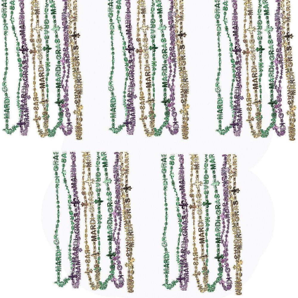image:imageFun Express 30 circ Mega Bulk 240 Pieces Lettered Mardi Gras Bead Necklaces
