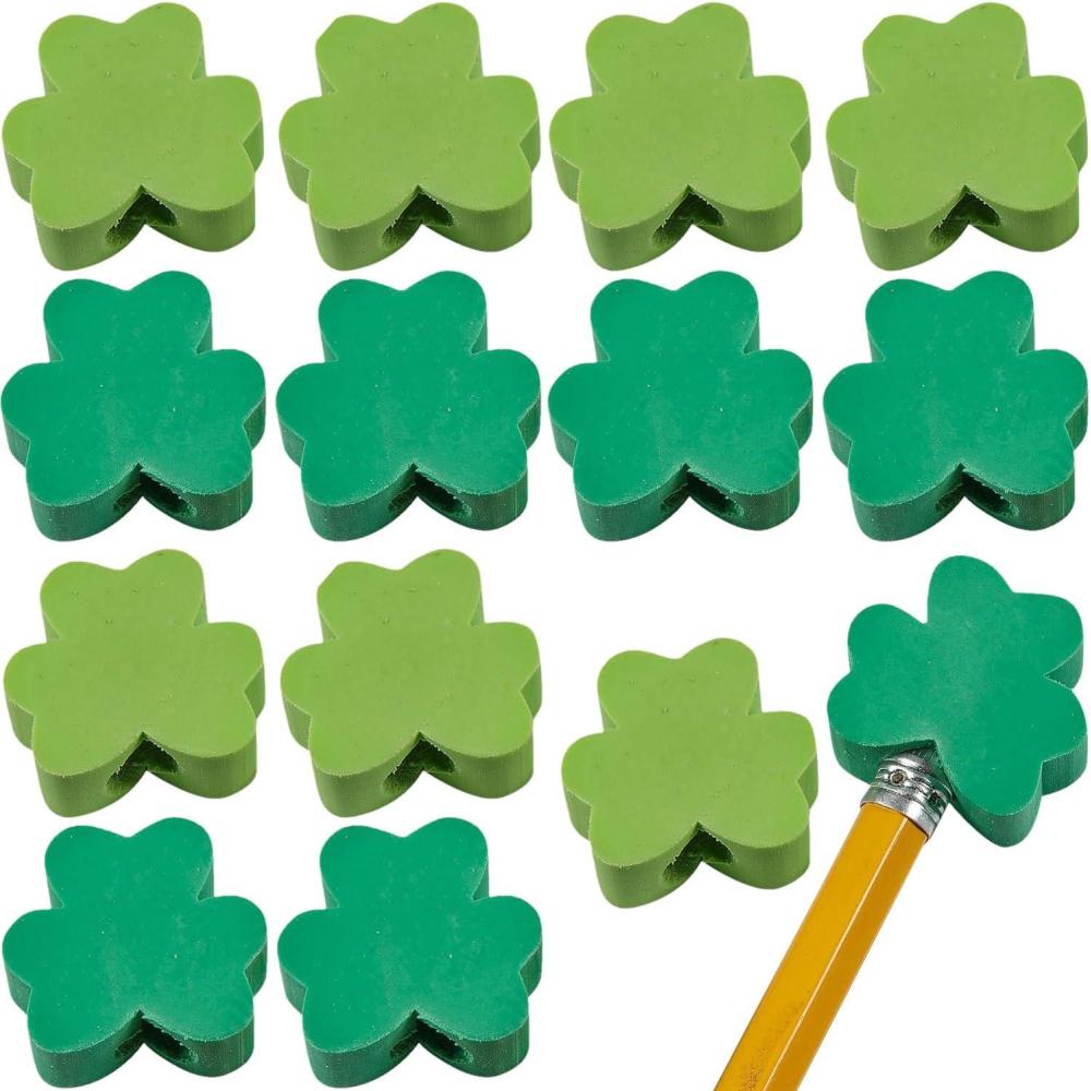 image:imageFun Express 34 Mini St Patricks Day ShamrockShaped Rubber Eraser Pencil Toppers 24 Pieces