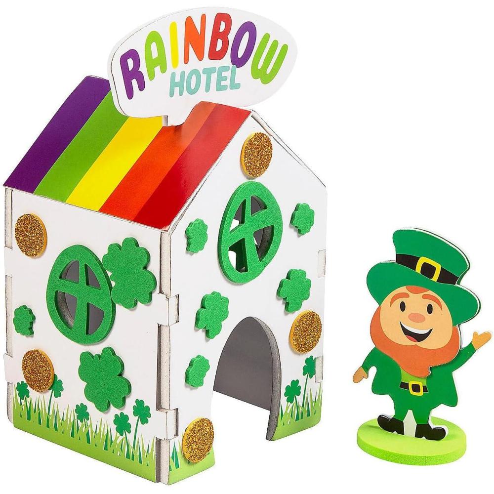 image:imageFun Express 3D St Patricks Day Lucky Leprechaun Hotel Trap Craft Kit  Makes 12 Complete Kits for Kids Classroom Activities amp Party Supplies  Easy DIY Foam Crafts for Preschool Projects