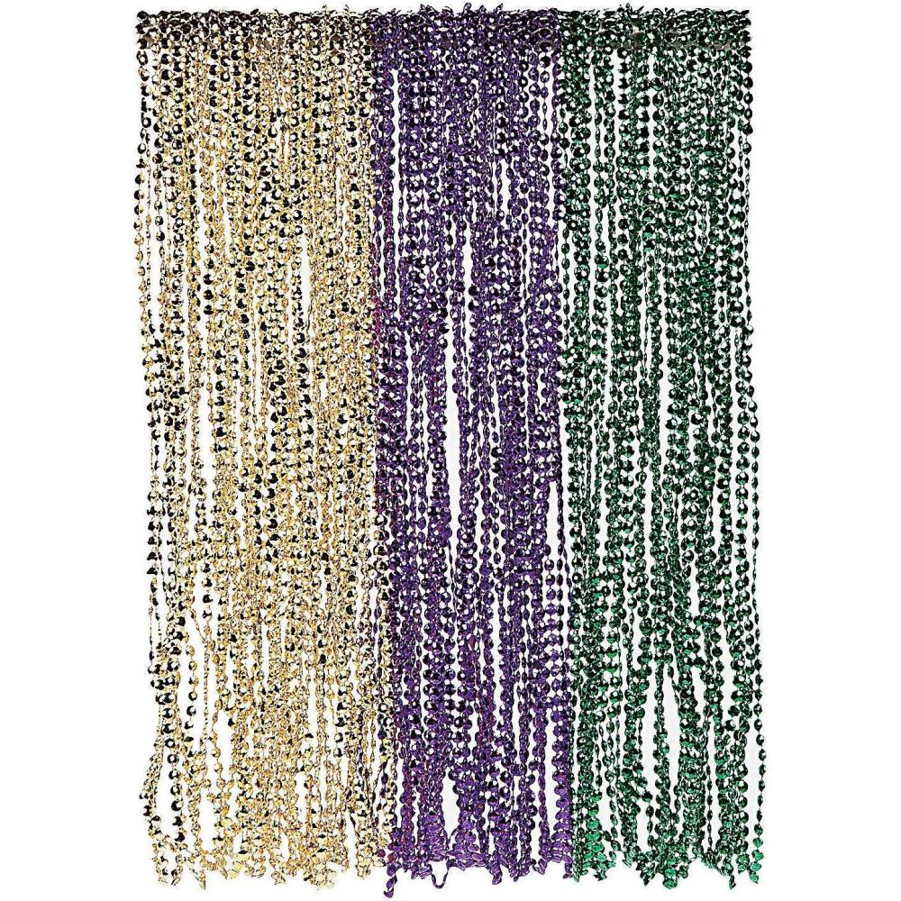 image:imageFun Express Bulk Mardi Gras Bead Necklaces set of 144 in purple gold and green Party and Parade Supplies