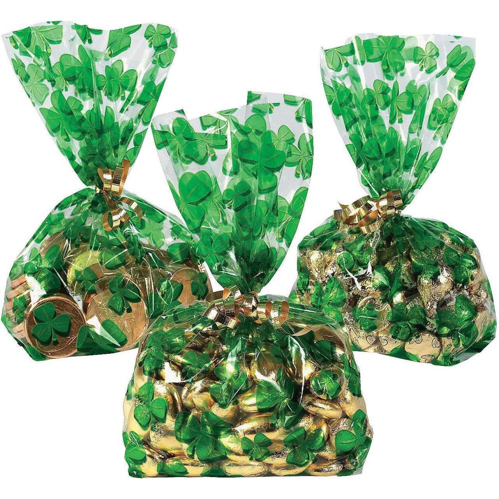 image:imageFun Express Cellophane Shamrock Bags 12 pack St Patricks Day Party Supplies