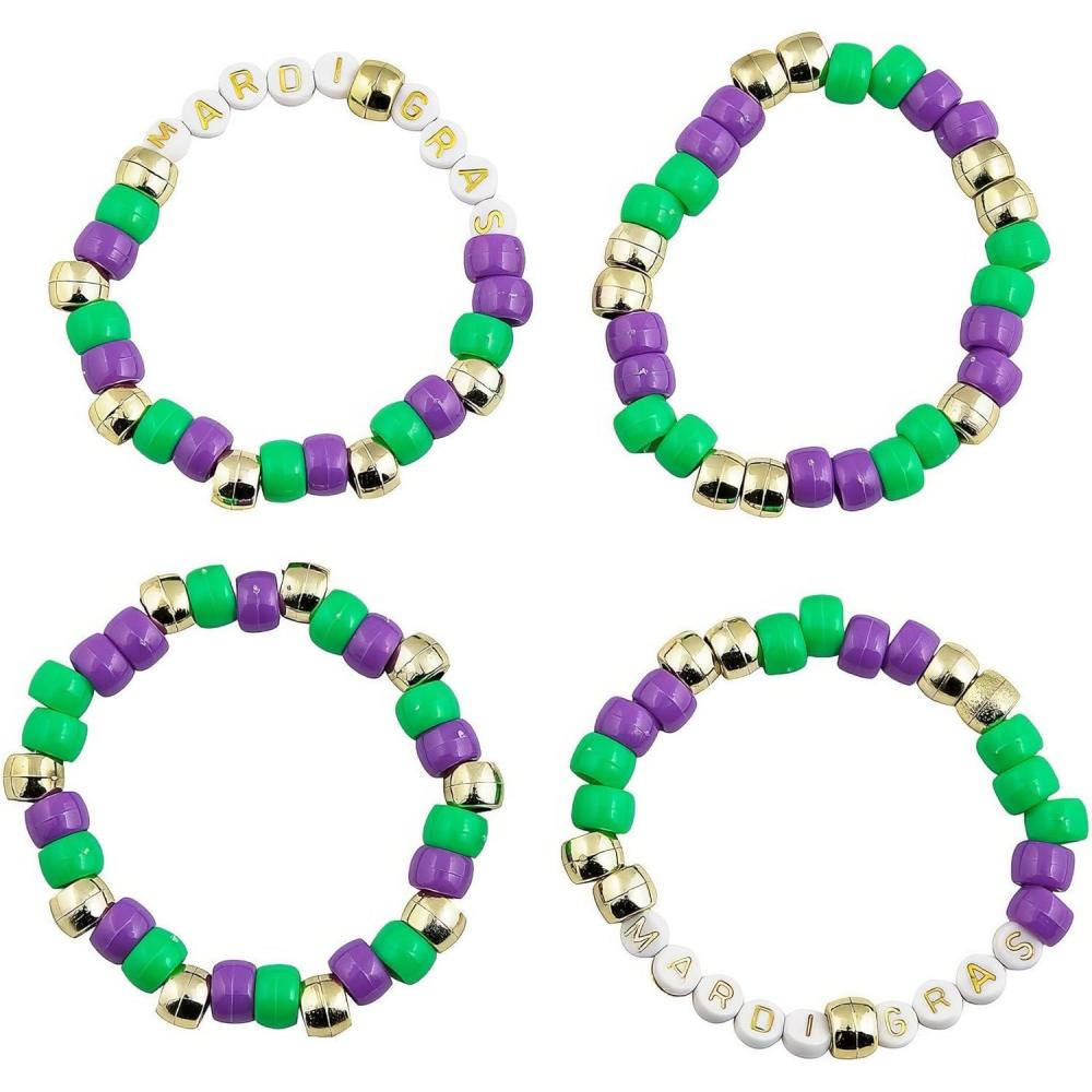 image:imageFun Express Mardi Gras Pony Bead Bracelets 24 Pieces