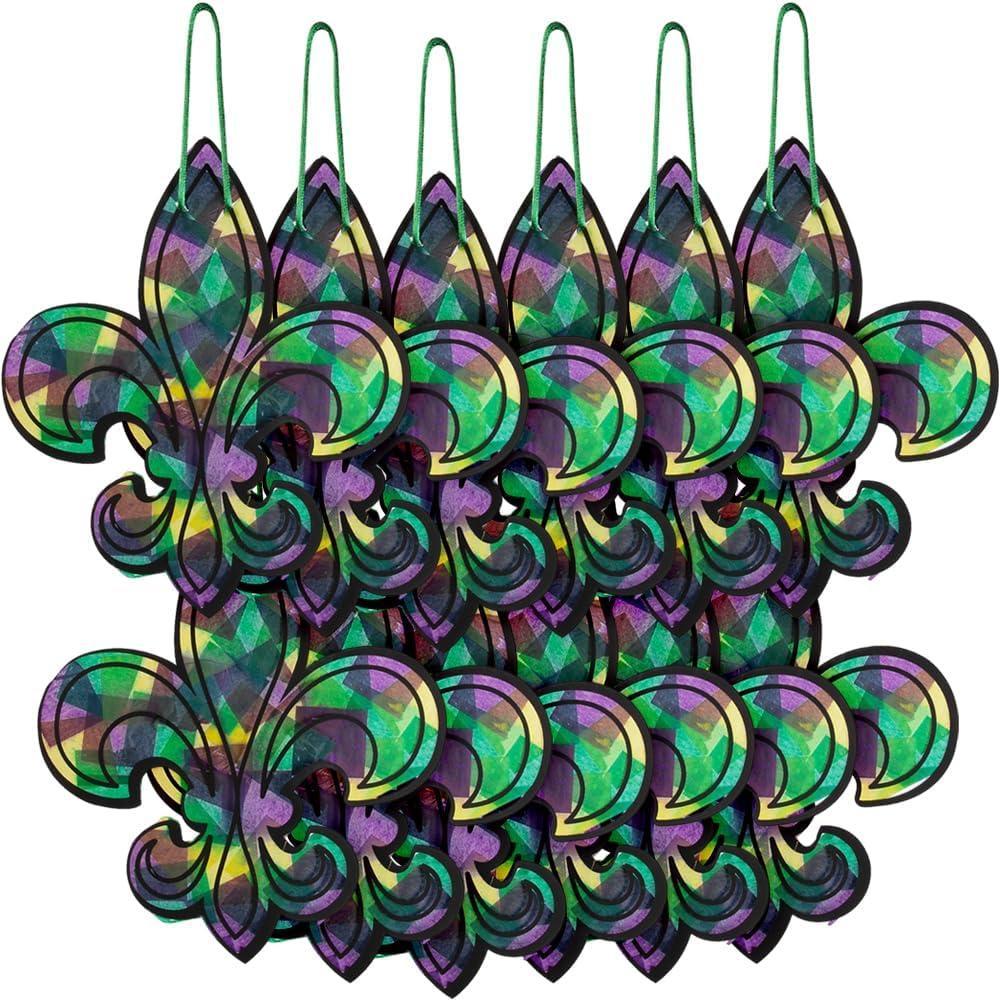 image:imageMardi Gras Fleurdelis Tissue Paper Sign Craft Kit Makes 12