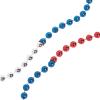 Fun Express – TrI-Color Patriotic Beaded Necklaces for Fourth of July – Jewelry – Mardi Gras Beads – Mot Round – Fourth of July – 48 Pieces