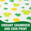 Fun Express 30″ x 6 Ft. St. Patrick’s Day Shamrock Fitted Rectangle Disposable Plastic Tablecloth