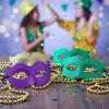 Fun Express 7 1/2″ x 3 3/4″ Green, Gold & Purple Glitter Felt Mardi Gras Masks – 12 Pc.