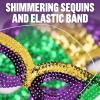Fun Express 7 1/4″ x 2 3/4″ Green, Gold & Purple Sequin Mardi Gras Masks – 12 Pieces