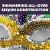 Fun Express 8″ x 5 1/4″ Gold & Silver Sequin Mardi Gras Masks with Feathers – 12 Pieces