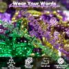 Fun Express Lettered Mardi Gras Beaded Necklaces – Bulk Set of 48 – Party Supply and Jewelry