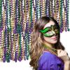 Fun Express Tri Color Metallic Mardi Gras Beads in Green, Purple and Gold (Set of 48) 30 inch Necklace on a Breakaway Cord, Great for Parades, Birthdays and Other Events