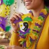 Multicolor Mardi Gras Polyester Flower Lei Garland with Festive Jester Cutouts (12 ft.) – Perfect Party Decor – 1 Pc