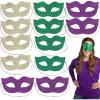 Fun Express 7 1/2″ x 3 3/4″ Green, Gold & Purple Glitter Felt Mardi Gras Masks – 12 Pc.