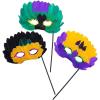 Fun Express Mardi Gras Stick Feather Masks – Apparel Accessories – 12 Pieces