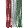 Fun Express Round Beads Necklaces – Festive Jewelry for Christmas & Mardi Gras – Red, Green & Silver Bead – Holiday Party Accessories – 48-Piece