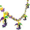 Multicolor Mardi Gras Polyester Flower Lei Garland with Festive Jester Cutouts (12 ft.) – Perfect Party Decor – 1 Pc