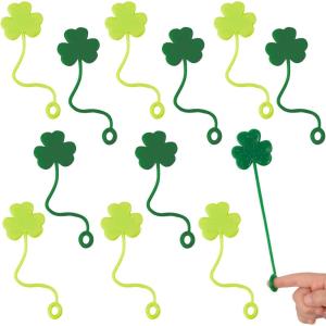 Fun Express 2″ x 8″ St. Patrick’s Day Sticky Shamrocks on a Ring – 12 Pieces